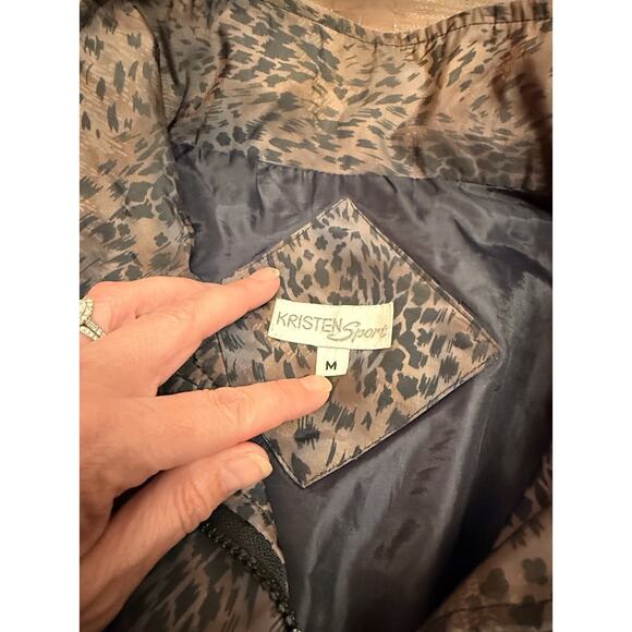 Vintage Kristen Sport Women’s Animal Print Zip Jacket Size M 90s Windbreaker - Picture 3 of 6